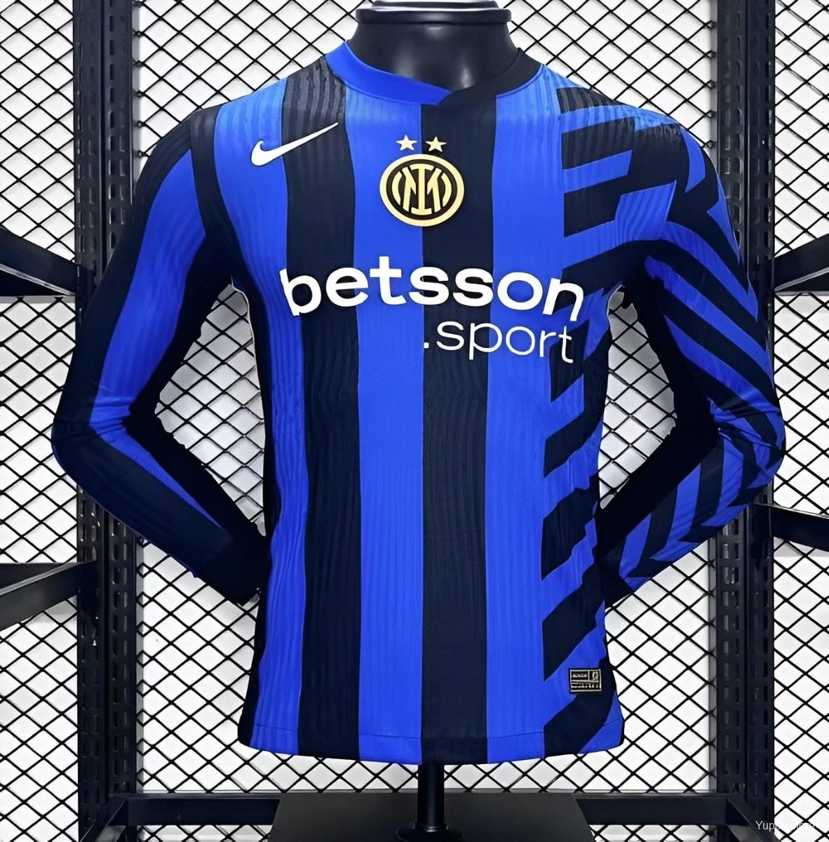 Camiseta de fútbol Inter Milan 2024/25 LOCAL MANGA LARGA VERSION JUGADOR